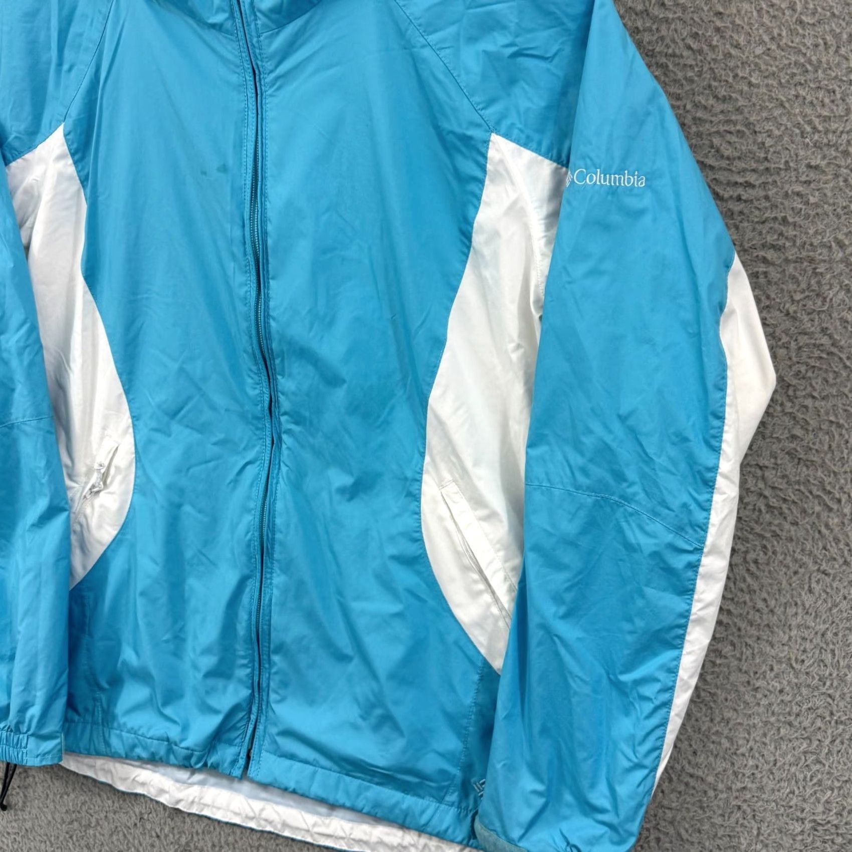 Vintage Columbia Windbreaker Jacket Womens Large Blue Lightweight Zip Up Hooded Size L / US 10 / IT 46 - 6 Thumbnail