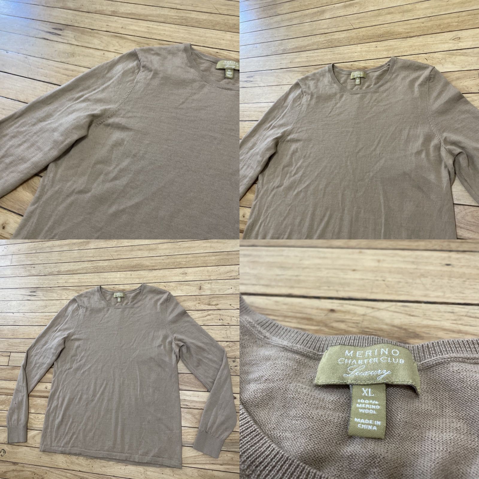 Charter Club VINTAGE Charter Club Merino Wool Sweater Women XL Tan Brown Western Boho Layer Pullover Buttonless Crew Neck Regular Size XL / US 12-14 / IT 48-50 - 11 Thumbnail