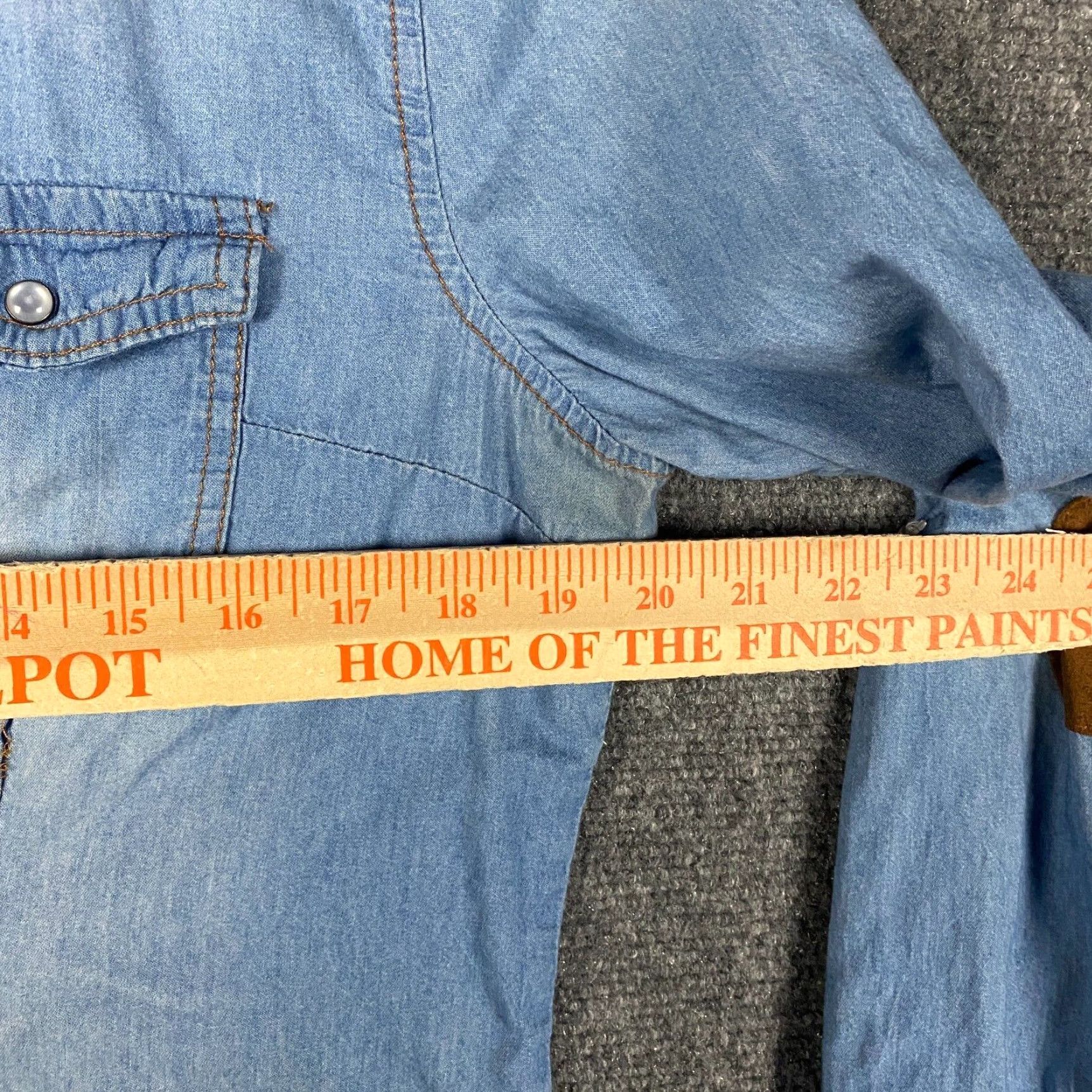 Vintage CI SONO Pearl Snap Top Women's Large Long Sleeve Blue 100% Cotton Adults L Size L / US 10 / IT 46 - 6 Thumbnail