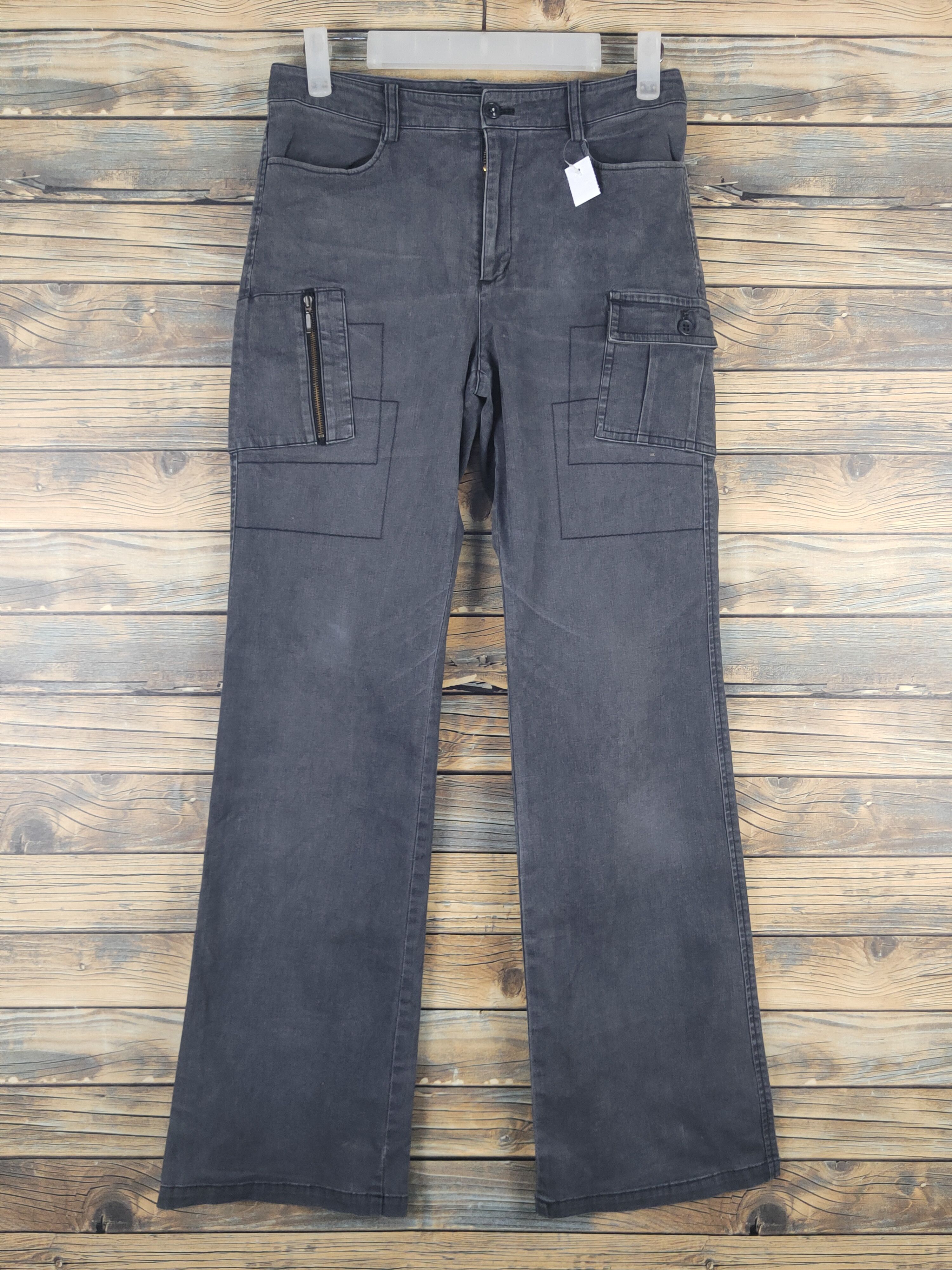 Japanese Brand DL Green Eye Black Faded Multipocket Cargo Pants #1536 Size 26" / US 2 / IT 38 - 1 Thumbnail