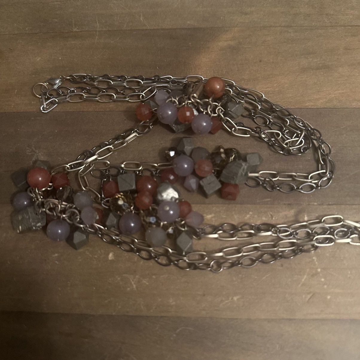 Other Long double chain sectioned cluster bead necklace Size ONE SIZE - 2 Thumbnail