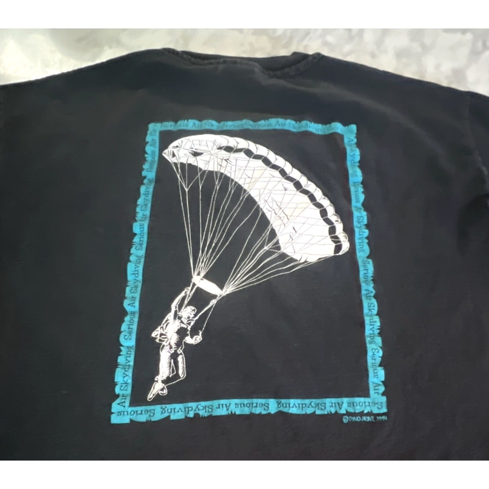 Hanes VINTAGE Sky Dive T Shirt Men’s XL Black Single Stitch Double Sided 1990s Men Size US XL / EU 56 / 4 - 5 Thumbnail
