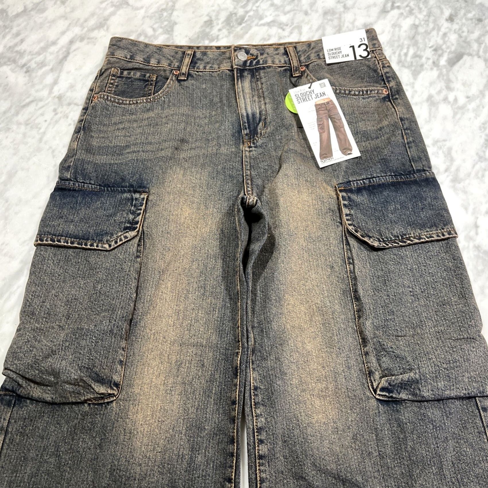Vintage SONG Low Rise Slouchy Street Jeans Women’s 13/31 Cargo Wide Leg Faded Skate Blue NWT Size 34" / US 12 / IT 48 - 5 Thumbnail