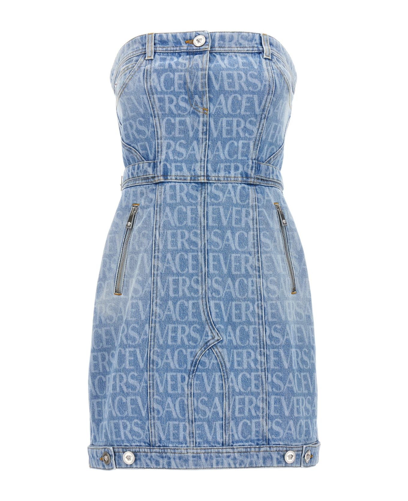 Versace o1y0226 Denim Mini Dress in Blue Size S / US 4 / IT 40 - 1 Thumbnail