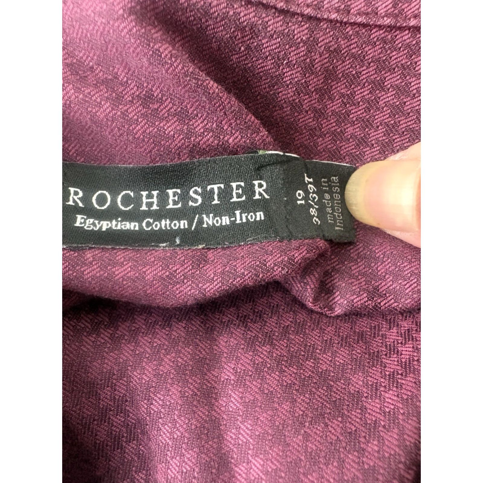 Vintage Rochester Dress Shirt Men’s 38/39T Egyptian Cotton Button Up Geometric Long Sleeve Wine Classic Big & Tall Mens Size 38R - 7 Thumbnail