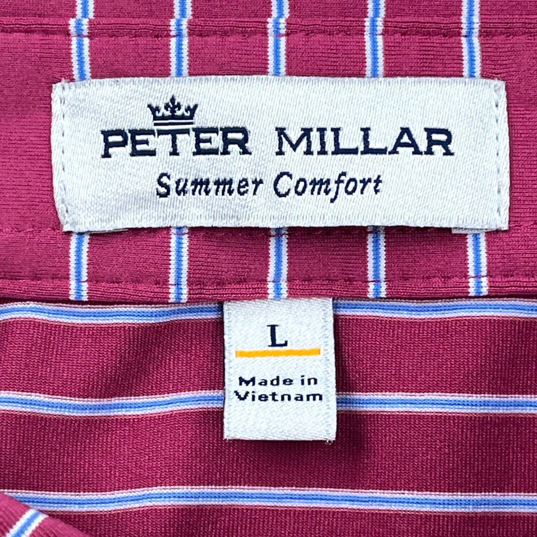 Peter Millar Peter Millar Polo Shirt Men Large Pink Striped Summer Comfort Wicking Quick Dry Breathable Logo Golf Casual Activewear Short Sleeve Size US L / EU 52-54 / 3 - 4 Thumbnail