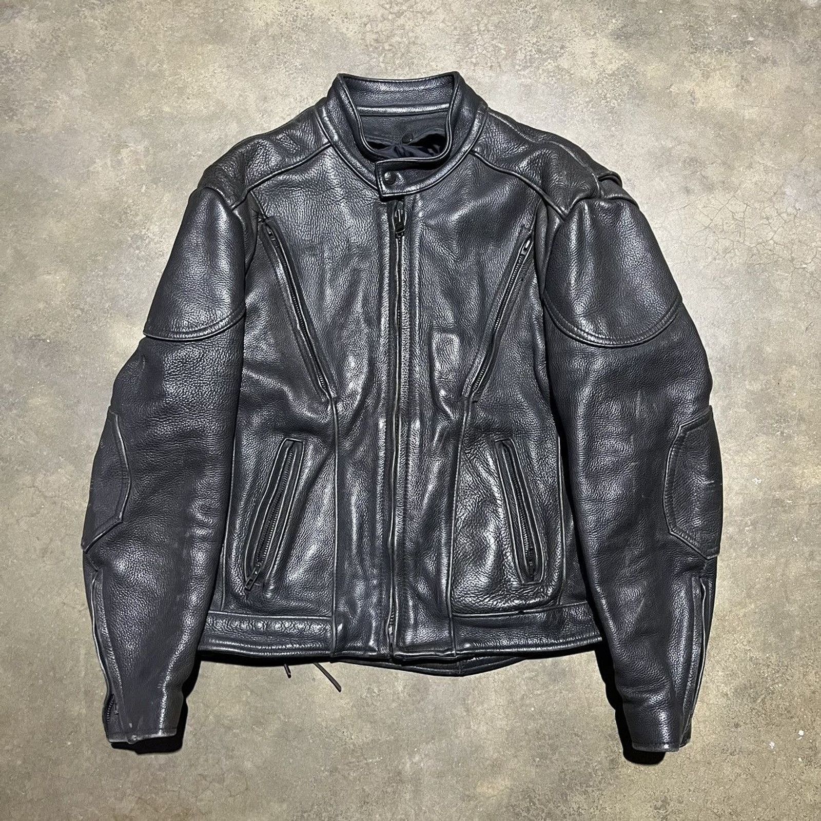 Vintage Vintage 90s Black Heavyweight Leather Motorcycle Jacket Size US L / EU 52-54 / 3 - 1 Thumbnail