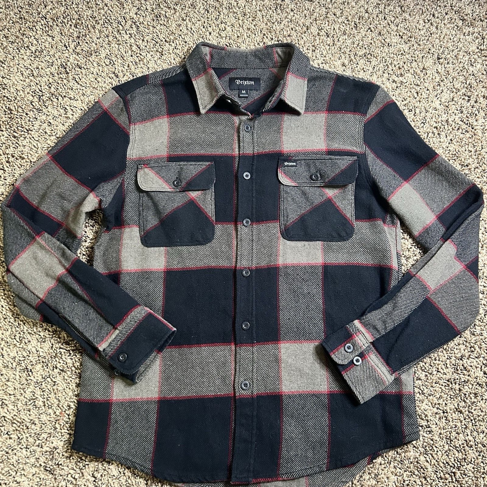 Brixton Brixton Men's Plaid Print Long Sleeve Flannel Shirt Size M Size US M / EU 48-50 / 2 - 1 Thumbnail