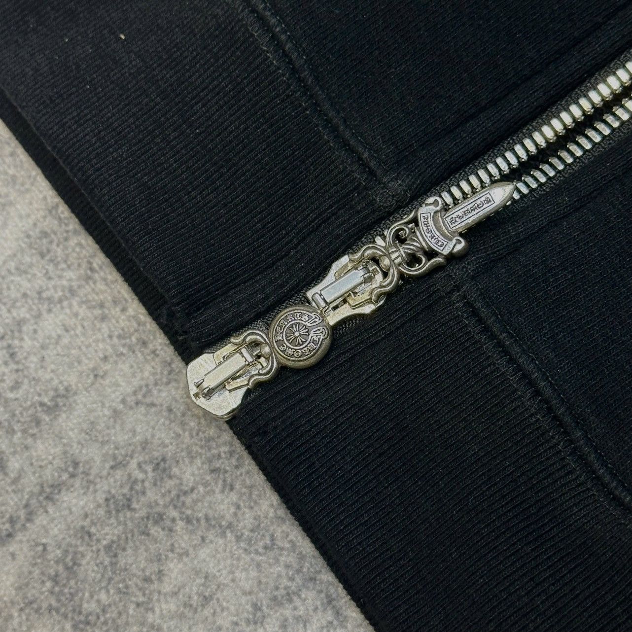 Chrome Hearts CHROME HEARTS Black Leather Plus Patchwork Terry Hoodie Zip Size US S / EU 44-46 / 1 - 6 Thumbnail