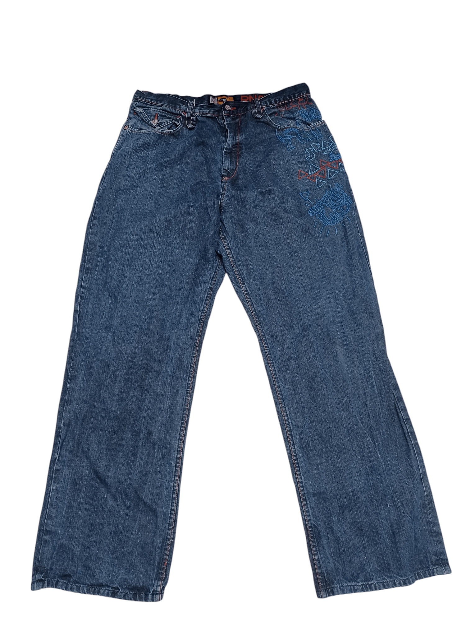 Akademiks AKADEMIKS FIRE EMBROIDERED STREET ART SKATEGANG BAGGY JEANS Size US 36 / EU 52 - 3 Thumbnail