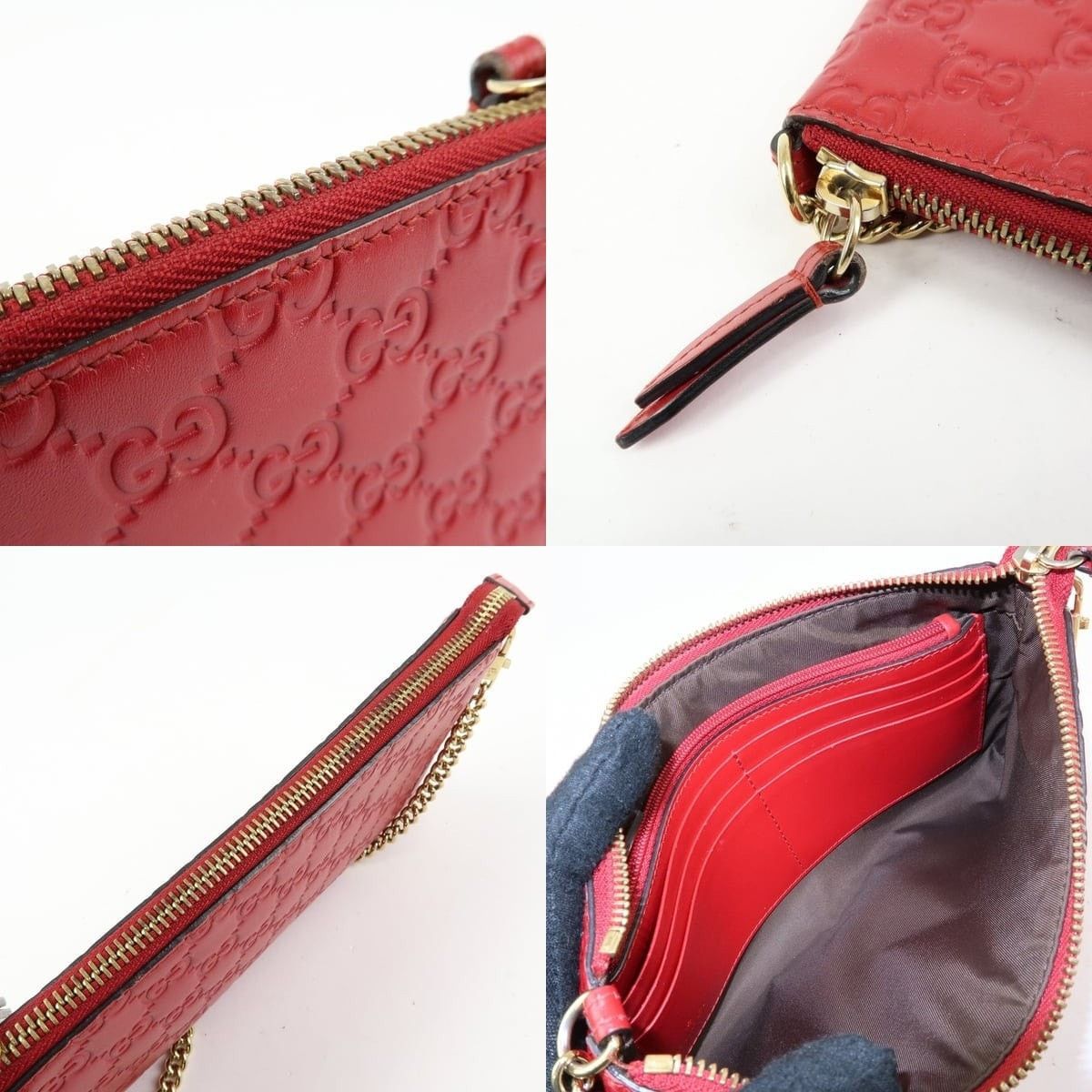 Gucci Gucci Guccissima Leather Chain Shoulder Bag Red Size ONE SIZE - 7 Thumbnail