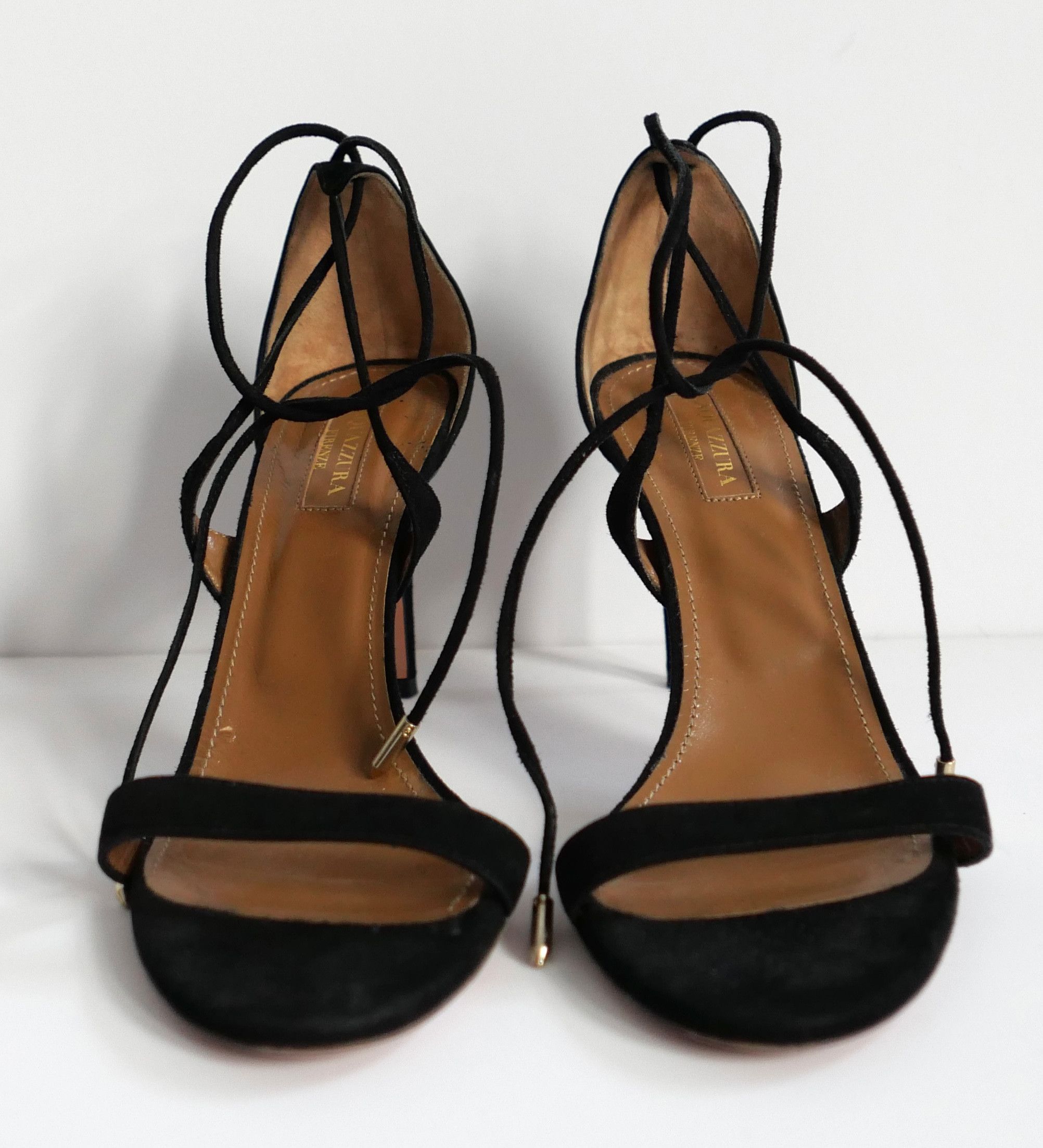 Aquazzura Aquazzura Linda Sandals Heels Black Suede Size US 8 / IT 38 - 2 Thumbnail