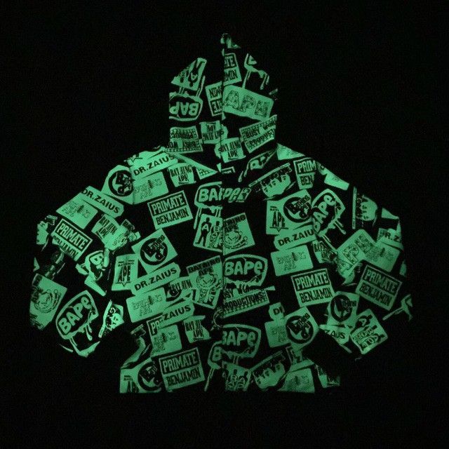 Bape × Nigo 💫Glow in the dark💫 BAPE MIX LOGO full zip hoodie APE NIGO Size US XXL / EU 58 / 5 - 3 Thumbnail