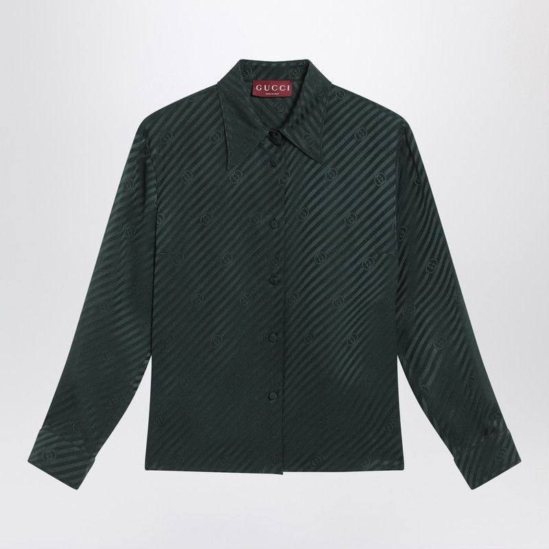 Gucci Gucci Green Gg Jacquard Silk Shirt Size S / US 4 / IT 40 - 1 Thumbnail