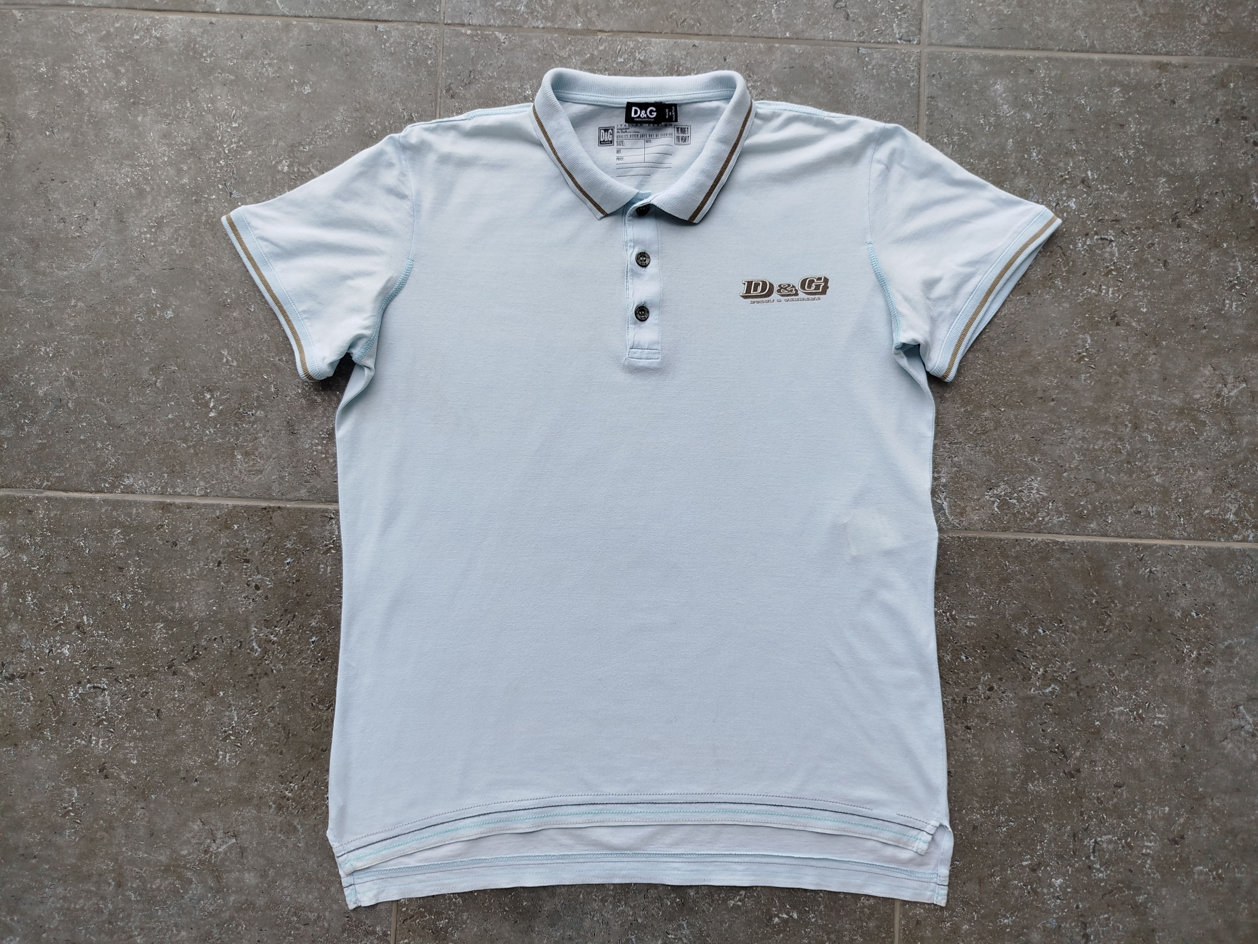 Dolce & Gabbana D&G T-Shirt Polo Light Blue Cotton Vintage 00s Size US M / EU 48-50 / 2 - 2 Thumbnail