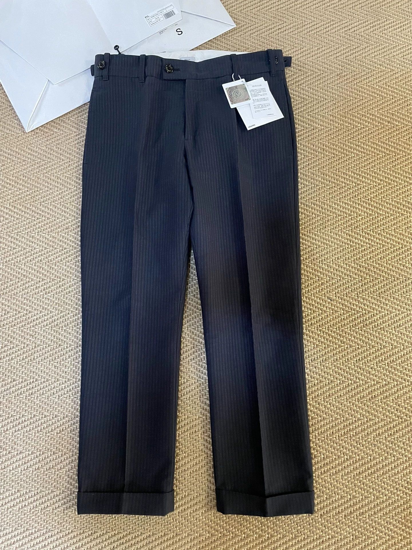 Visvim VISVIM PACCARD SLACKS IT striped cuffed slacks S black new Size US 29 - 1 Thumbnail