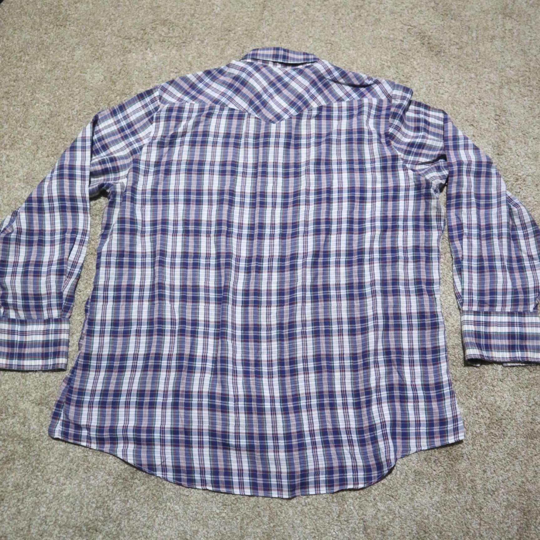 Vintage Youngbloods Shirt Cowboy Western Plaid Blue 1X Big Adult Men Snap Closure Button-Up Collared Short Sleeve Cotton Polyester Size US XL / EU 56 / 4 - 8 Thumbnail
