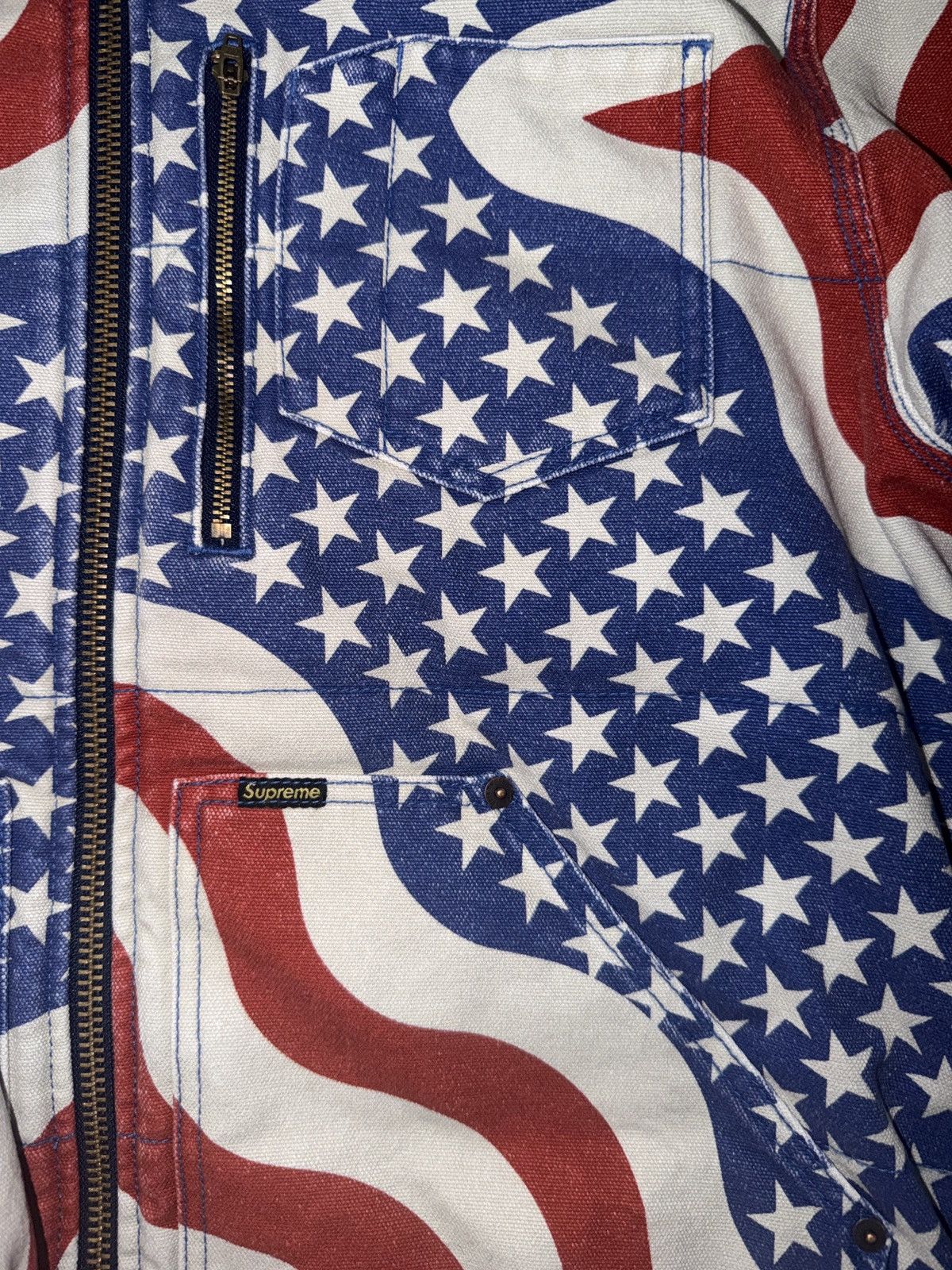 Supreme Flag Quilted Hooded Work Jacket Small Box Tee Supreme Size US M / EU 48-50 / 2 - 3 Thumbnail