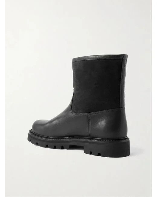 Loro Piana o1loc1c0126 Walk Shearling-Lined Suede & Leather Boots Black Size US 8 / EU 41 - 3 Thumbnail