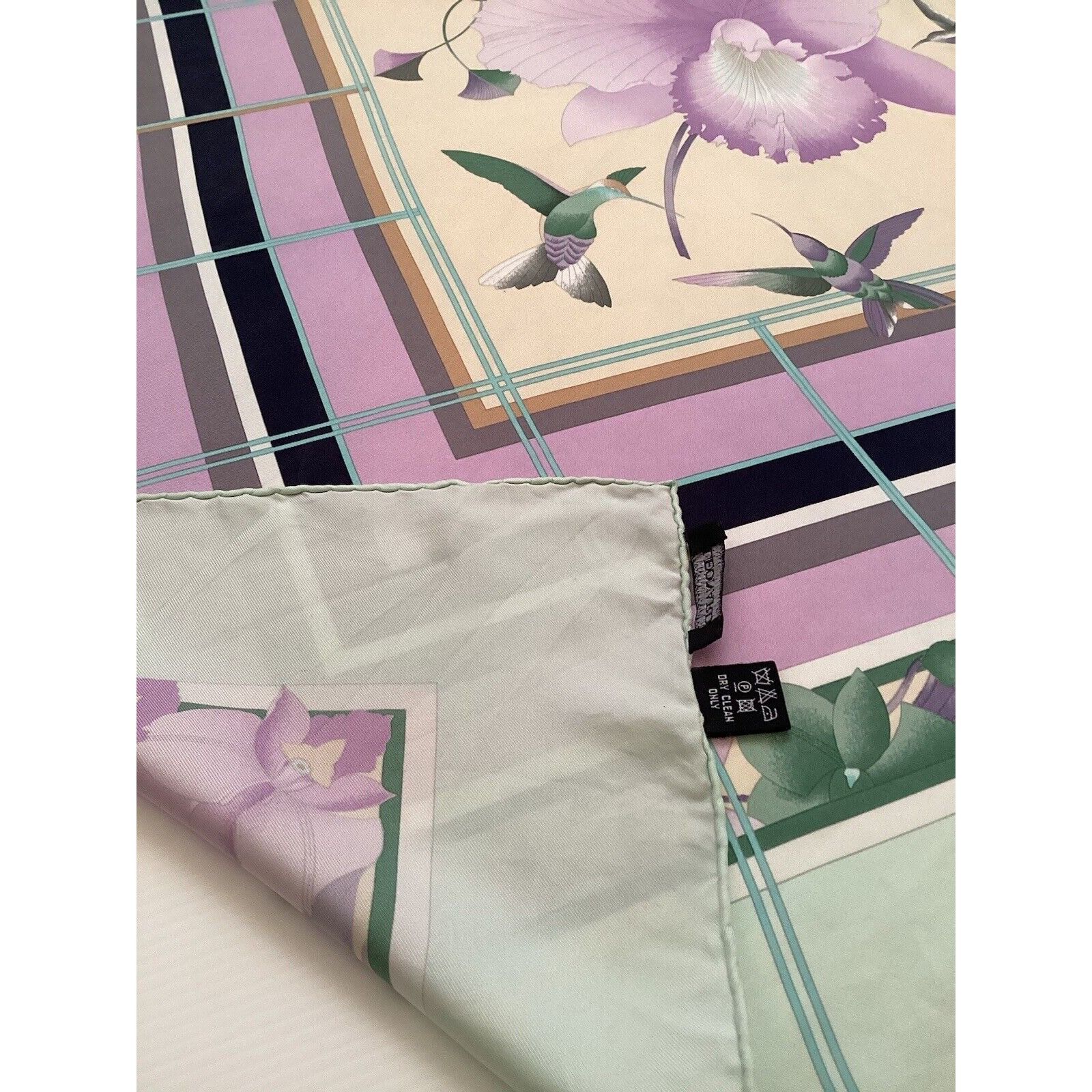 Leonard Paris LÉONARD PARIS Purple Floral BIRD Print Scarf Silk Italy 34.5 Size ONE SIZE - 9 Thumbnail