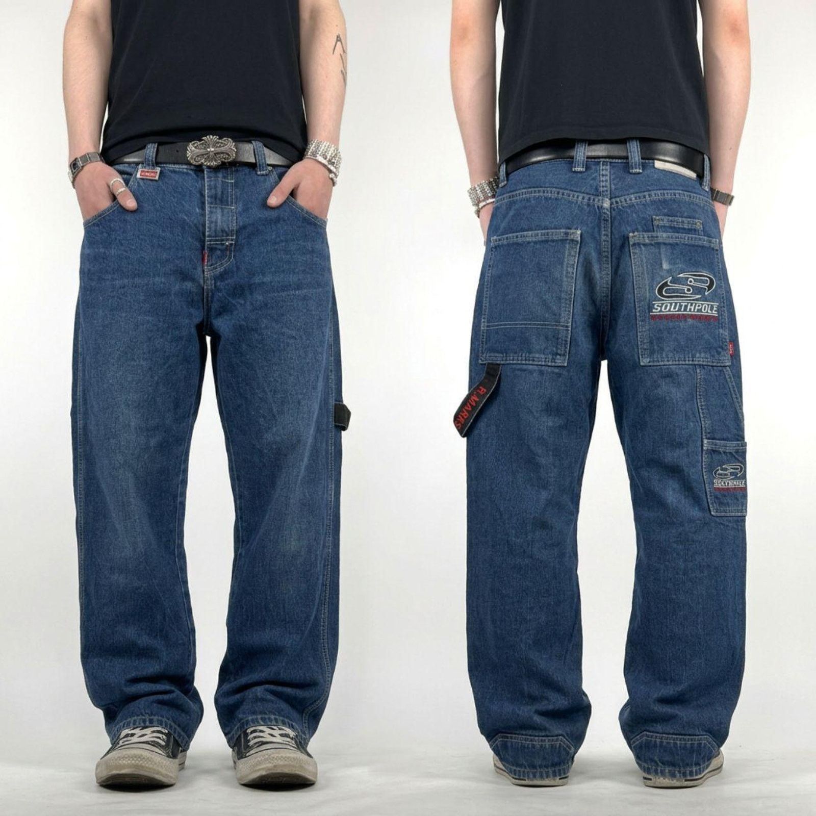 Southpole × Vintage Vintage y2k Exco Exhaust baggy skater denim