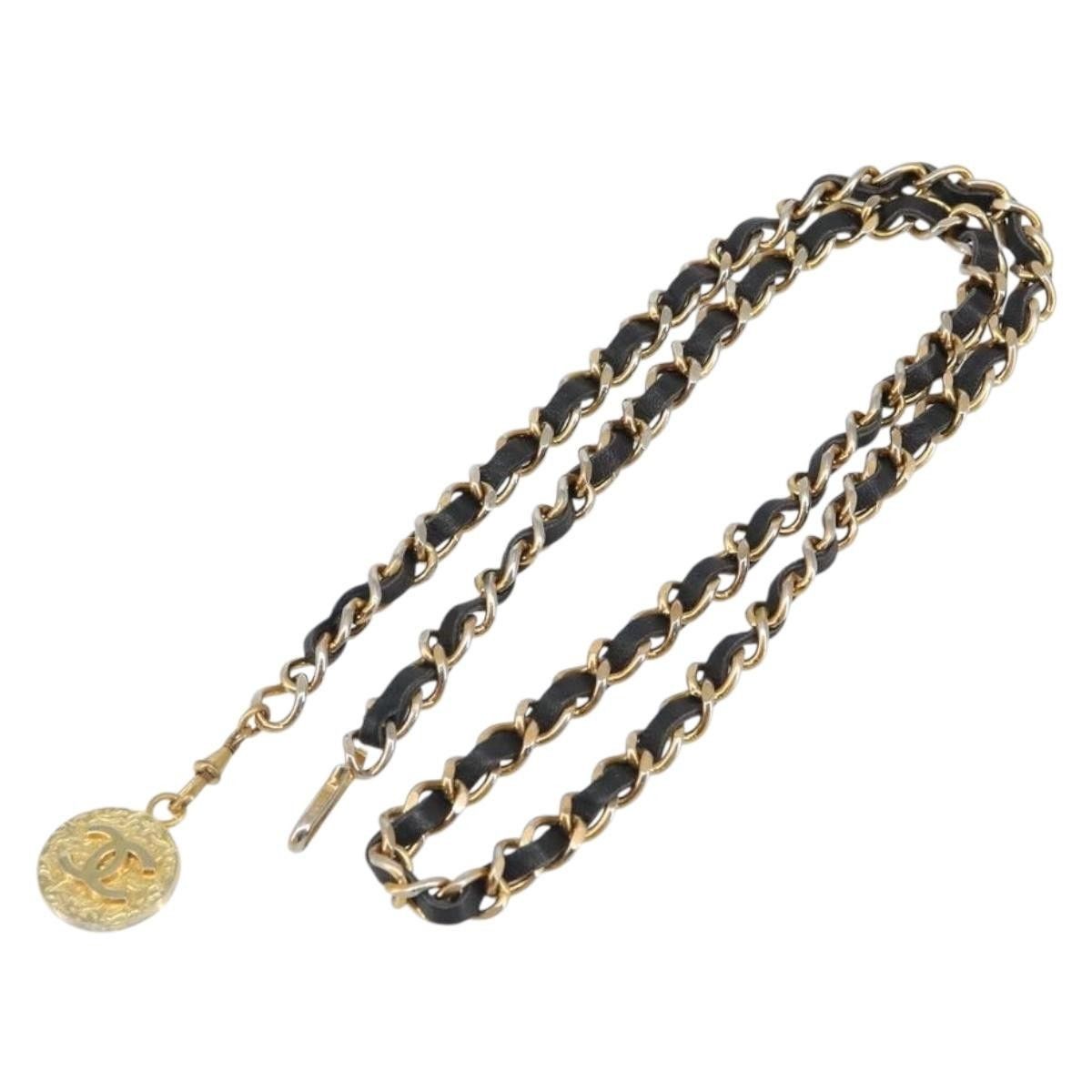 Chanel Chanel Chain Belt Metal Black Gold CC Size ONE SIZE - 1 Thumbnail
