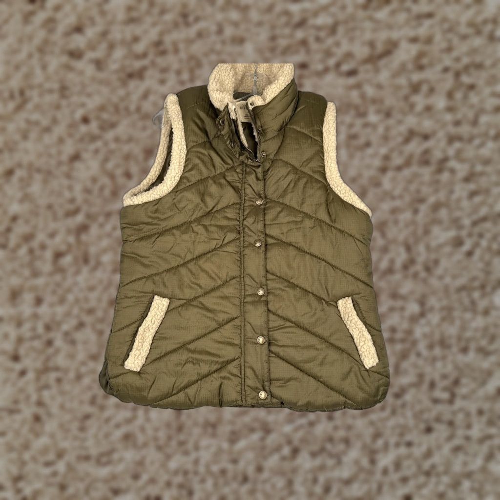 Vintage Natural Reflections Vest Women Large Green Sherpa Lined Quilted Puffer Warm Poly Womens Size L / US 10 / IT 46 - 1 Thumbnail