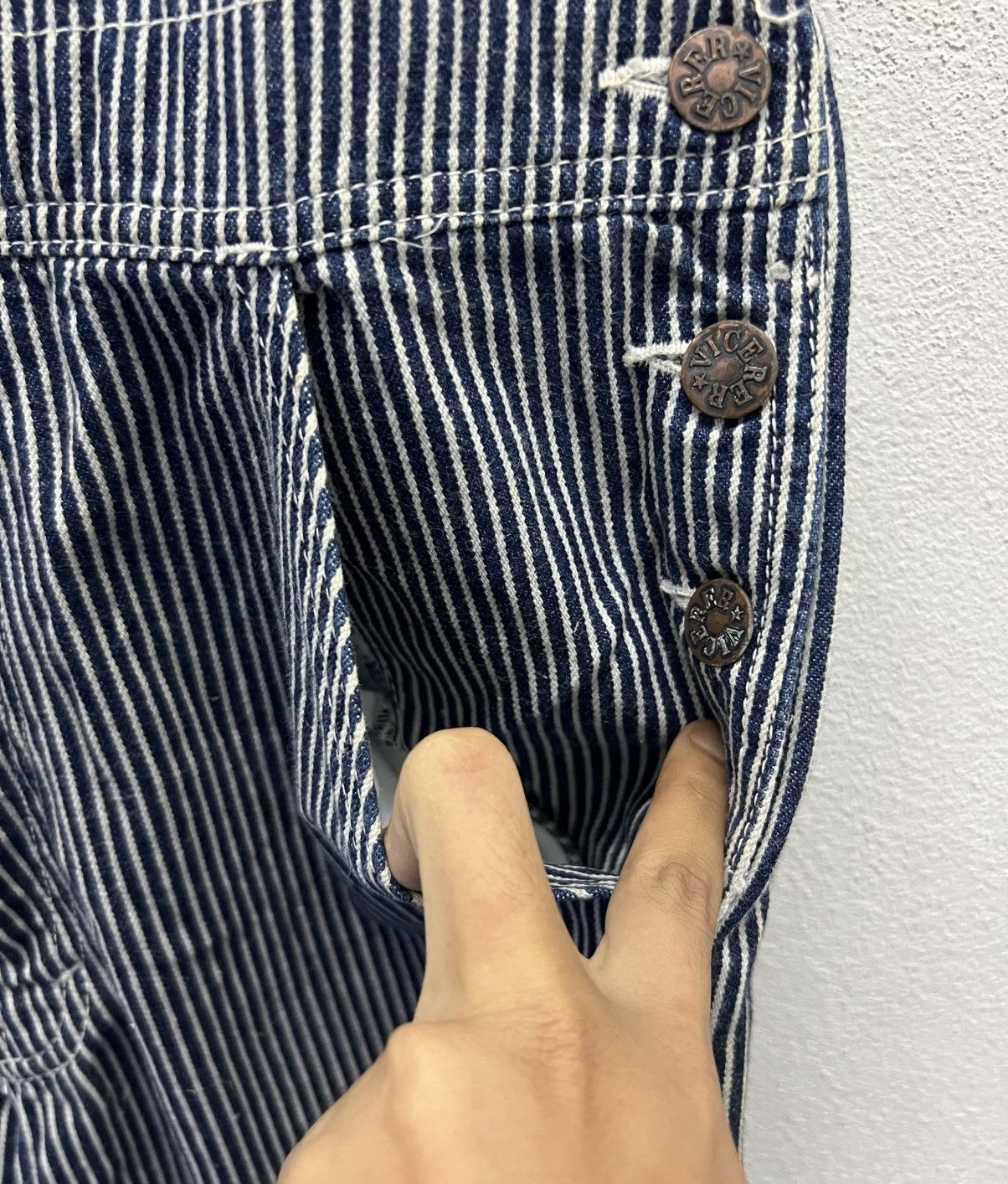 Japanese Brand × Vintage Vintage Vicerer Striped Denim Overalls - Size M Size US 31 - 10 Thumbnail