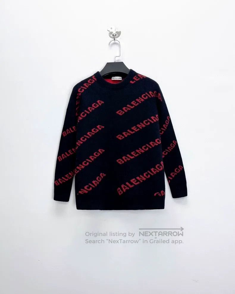 Balenciaga Balenciaga Barrage Full Print Logo Knit Sweater Size US XS / EU 42 / 0 - 1 Thumbnail