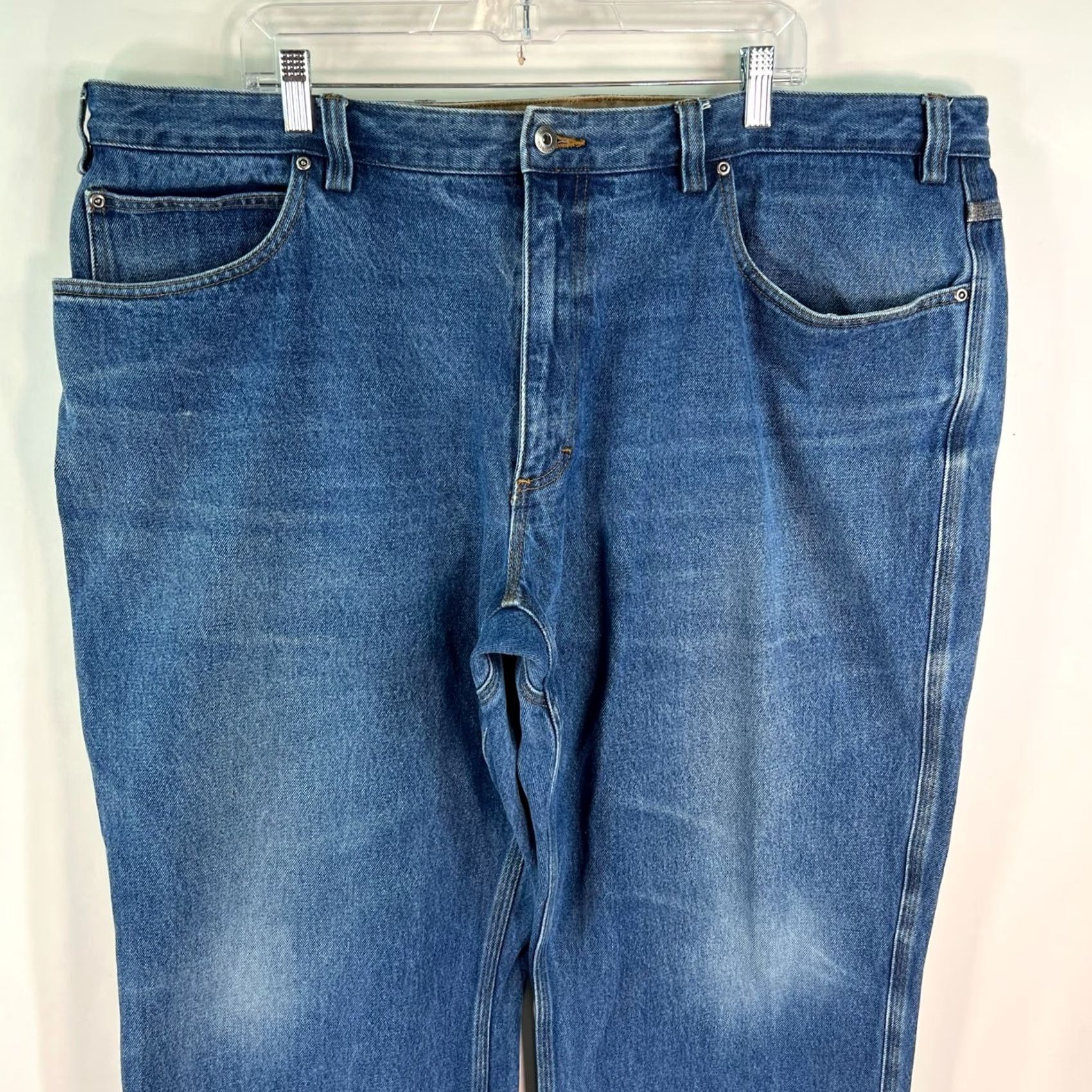 CO Duluth Mens Flex Denim Blue Relaxed Straight Jeans 46X30 Slim? No, keep: Duluth Mens Flex Denim Blue Relaxed Straight Leg Jeans 46X30 Size US 30 / EU 46 - 2 Thumbnail