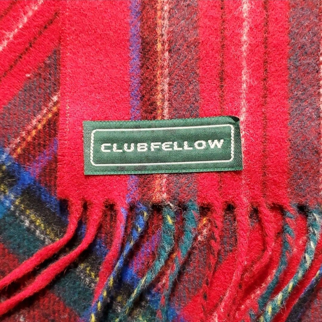 Other Clubfellow 50x11" Scarf Vintage Red Blue Plaid 100% Lambswoo Size ONE SIZE - 8 Thumbnail