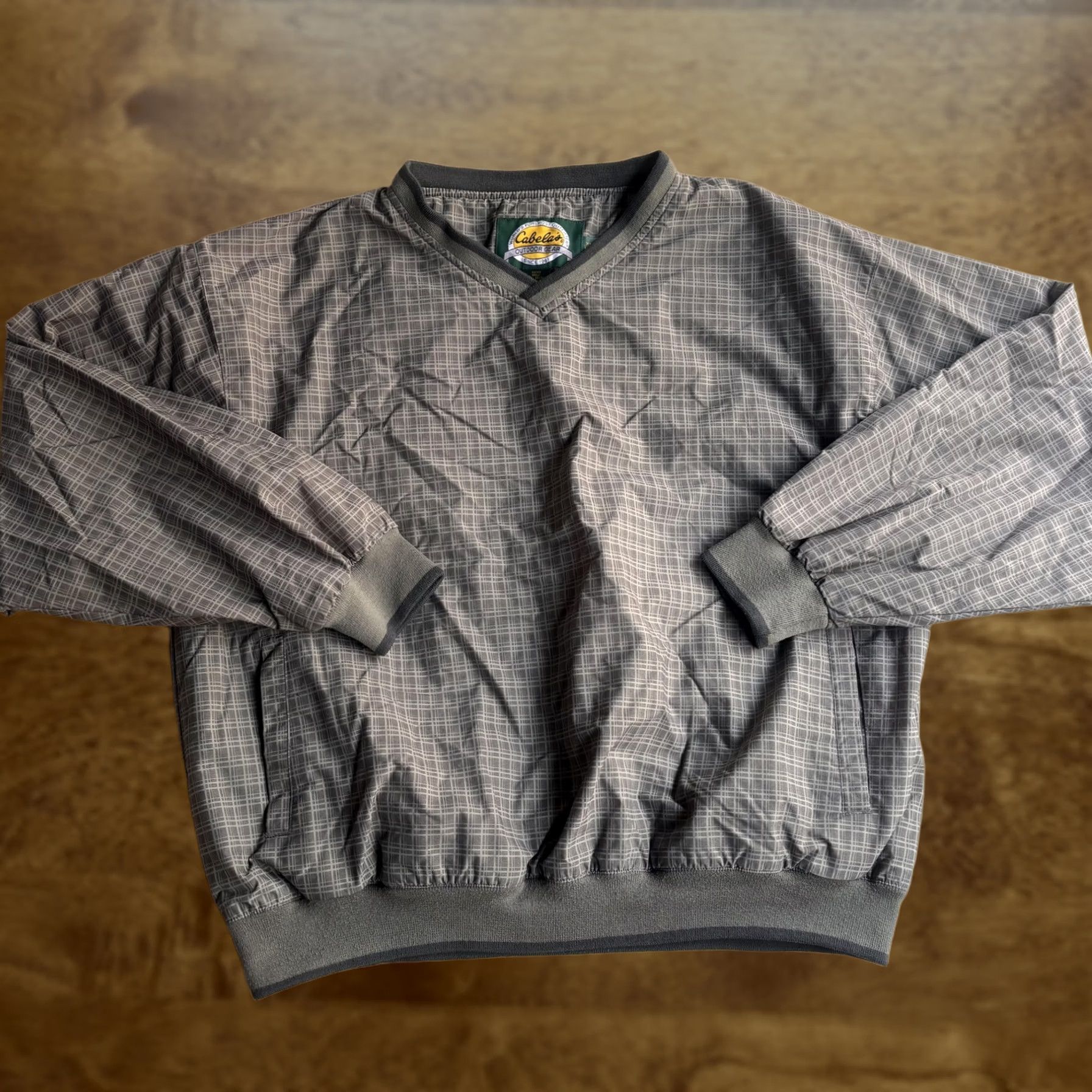 Vintage Cabela's Jacket Mens XL Gray Check V Neck Pullover Windbreaker Outdoor Wind-Resistant Lightweight Water Resistant Casual Size US XL / EU 56 / 4 - 1 Thumbnail