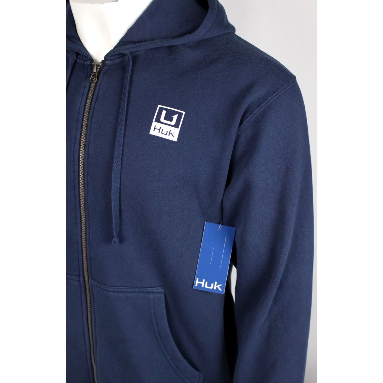 Vintage Huk Fishing Men's Huk'd Up Logo Full Zip Hoodie Sweatshirt M Medium Dark Blue Size US M / EU 48-50 / 2 - 3 Thumbnail