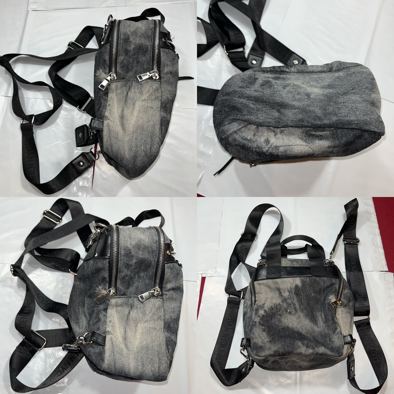 Steve Madden Steve Madden Black Gray DENIM MINI BACKPACK Zip Purse Shoulder Bag Emo Punk Y2K Size ONE SIZE - 9 Thumbnail