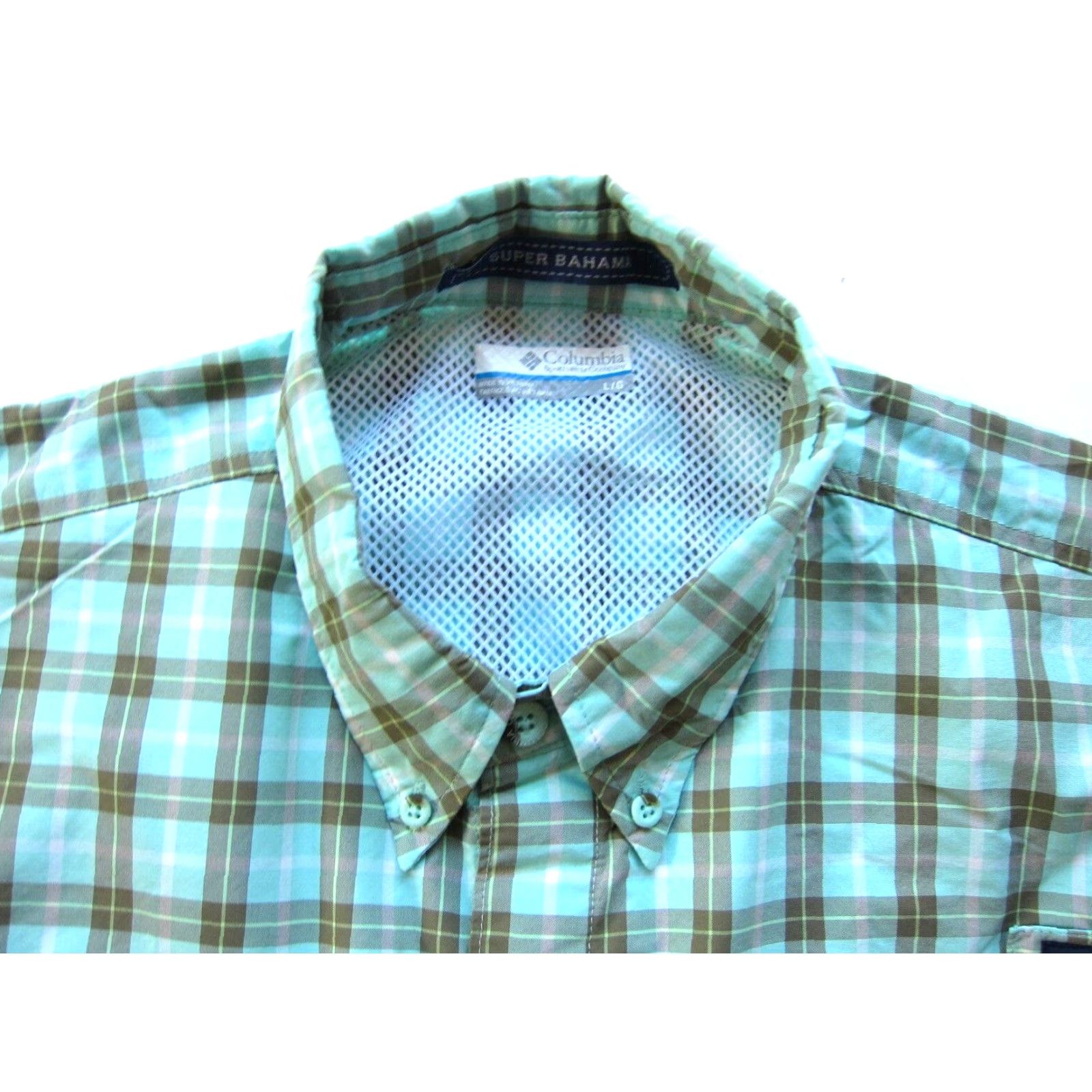 Vintage Columbia Short Sleeve Shirt Men Large Nylon Plaid Blue Brown Vented Button-Up Size US L / EU 52-54 / 3 - 5 Thumbnail