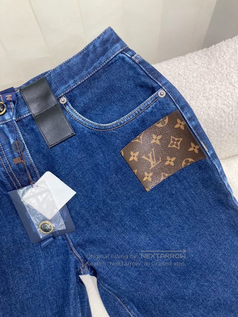 Louis Vuitton Louis Vuitton Blue presbyopic patchwork straight leg jeans Size 37" - 3 Thumbnail