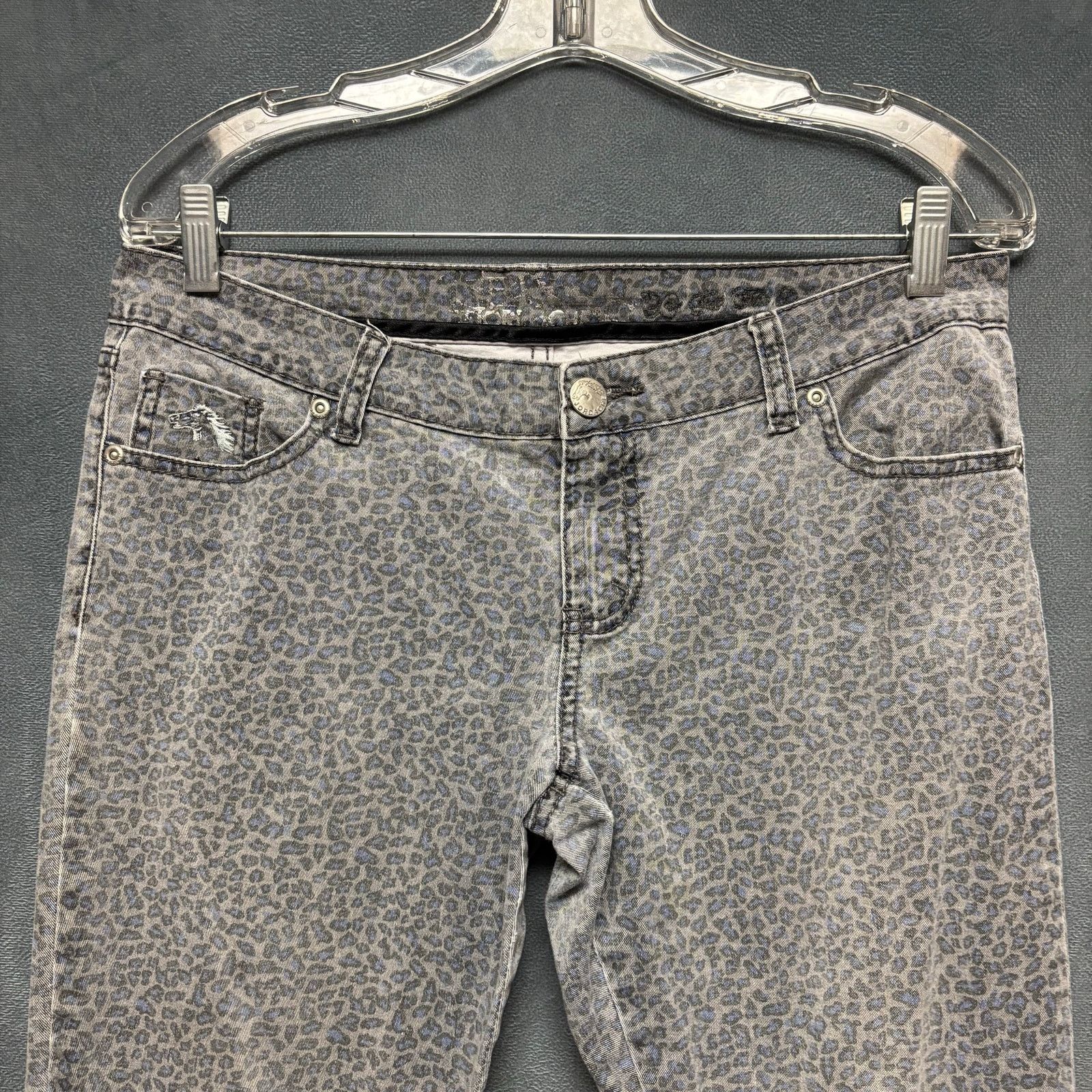 Jordache Jordache Jeans Blue Leopard Print Womens 28 Stretchy Skinny Size 33" - 7 Thumbnail
