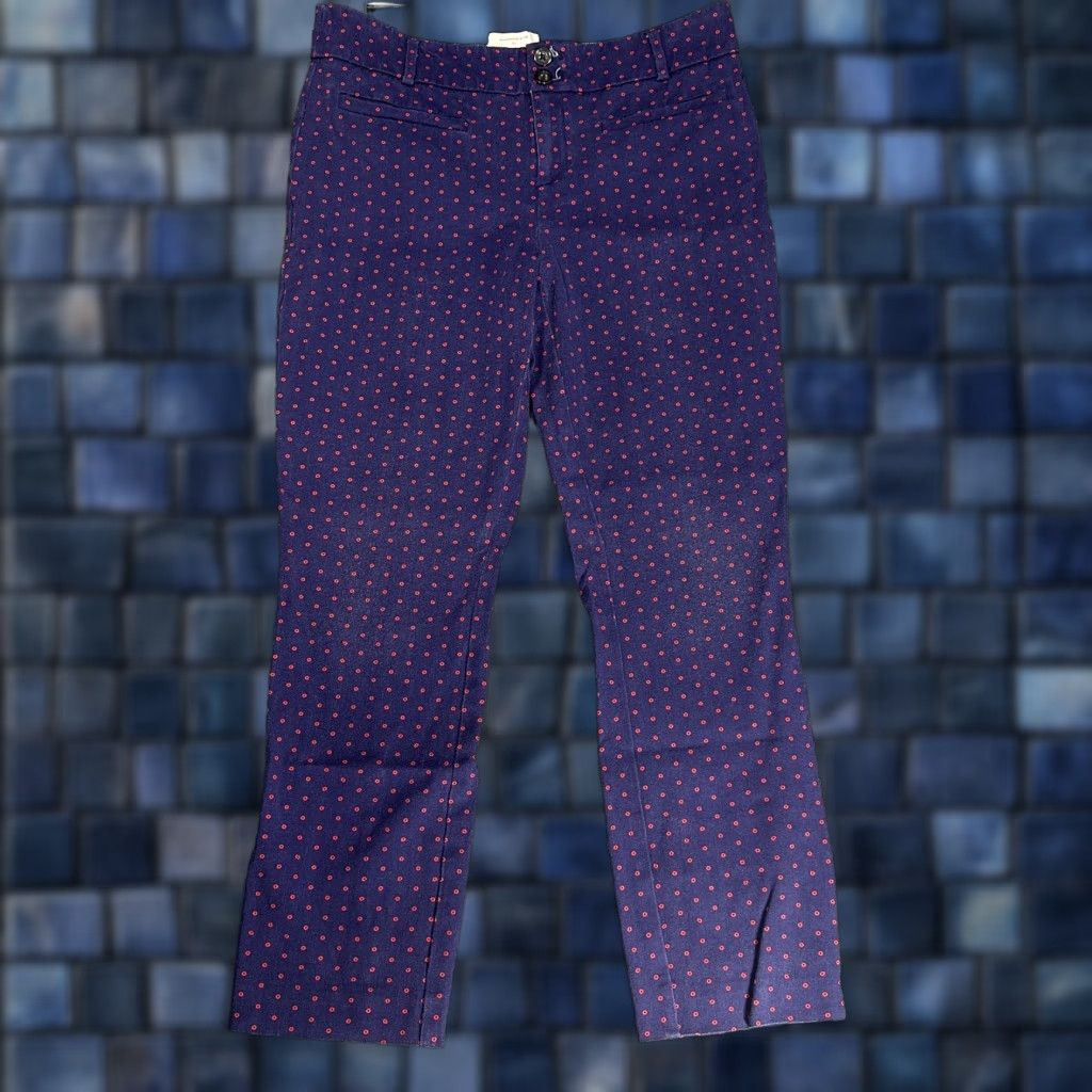 Anthropologie Anthropologie Pants Womens 8 The Essential Slim Blue Printed Chino Ankle Pockets Shirt Clothing? Size 30" / US 8 / IT 44 - 1 Thumbnail