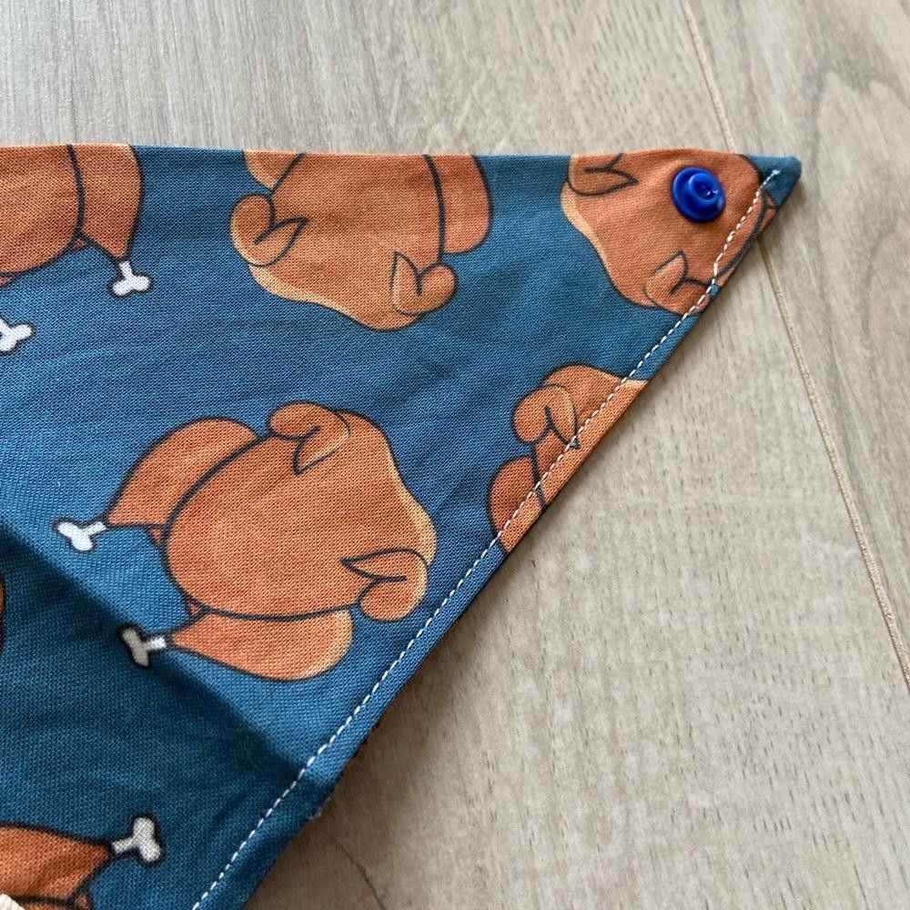 Designer Paw Heaven Co Blue Turkey Dog Bandana Size ONE SIZE - 3 Thumbnail