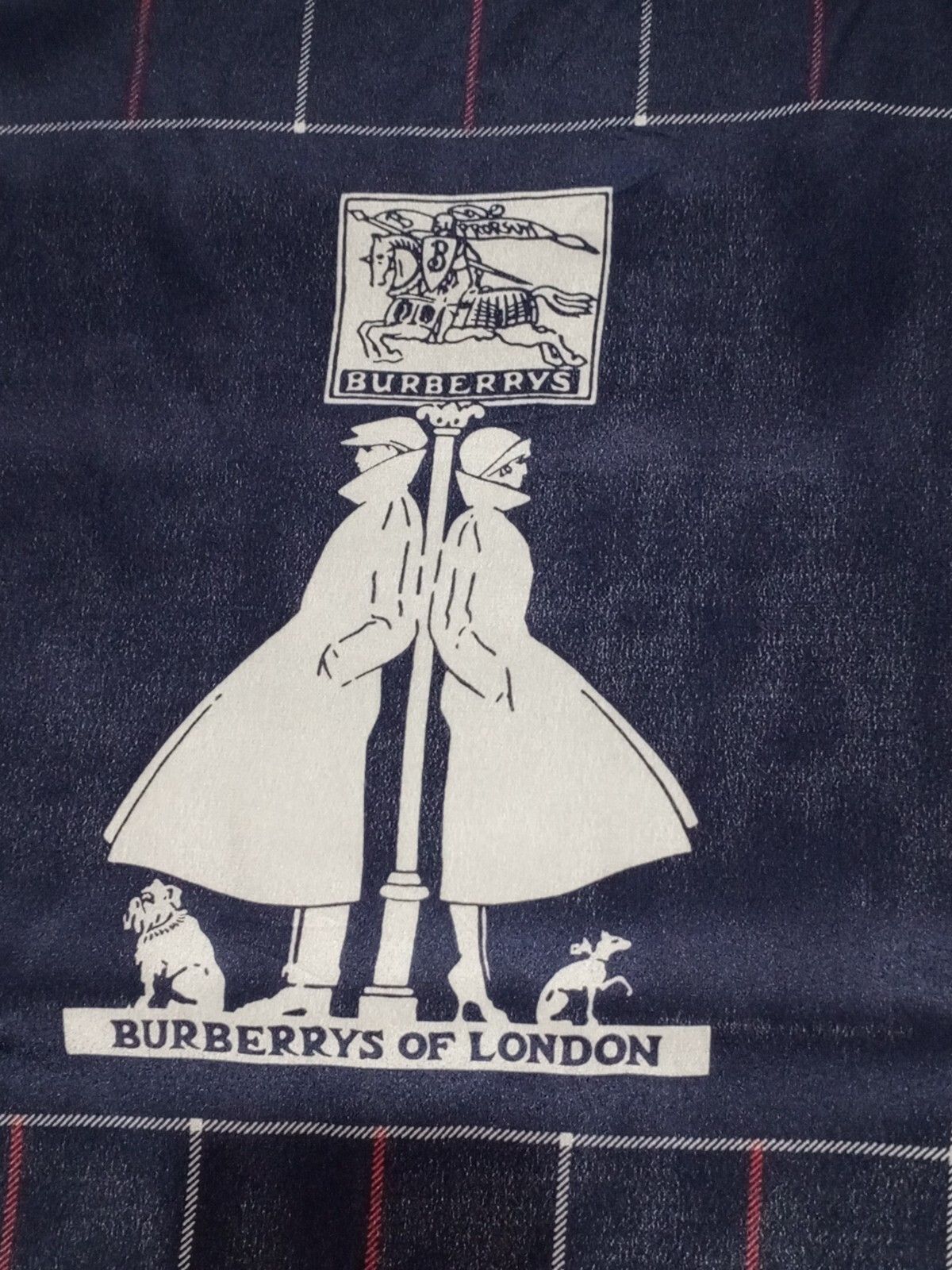 Burberry BURBERRY BB LONDON Novacheck Plaid Vintage Blue Silk Scarf Size ONE SIZE - 4 Thumbnail