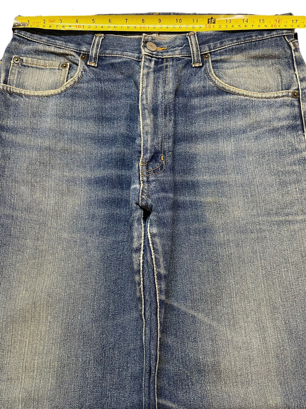 Denime Vintage Y2K Japanese Brand Blue Faded Wash Wide Leg Baggy Size US 33 - 11 Thumbnail