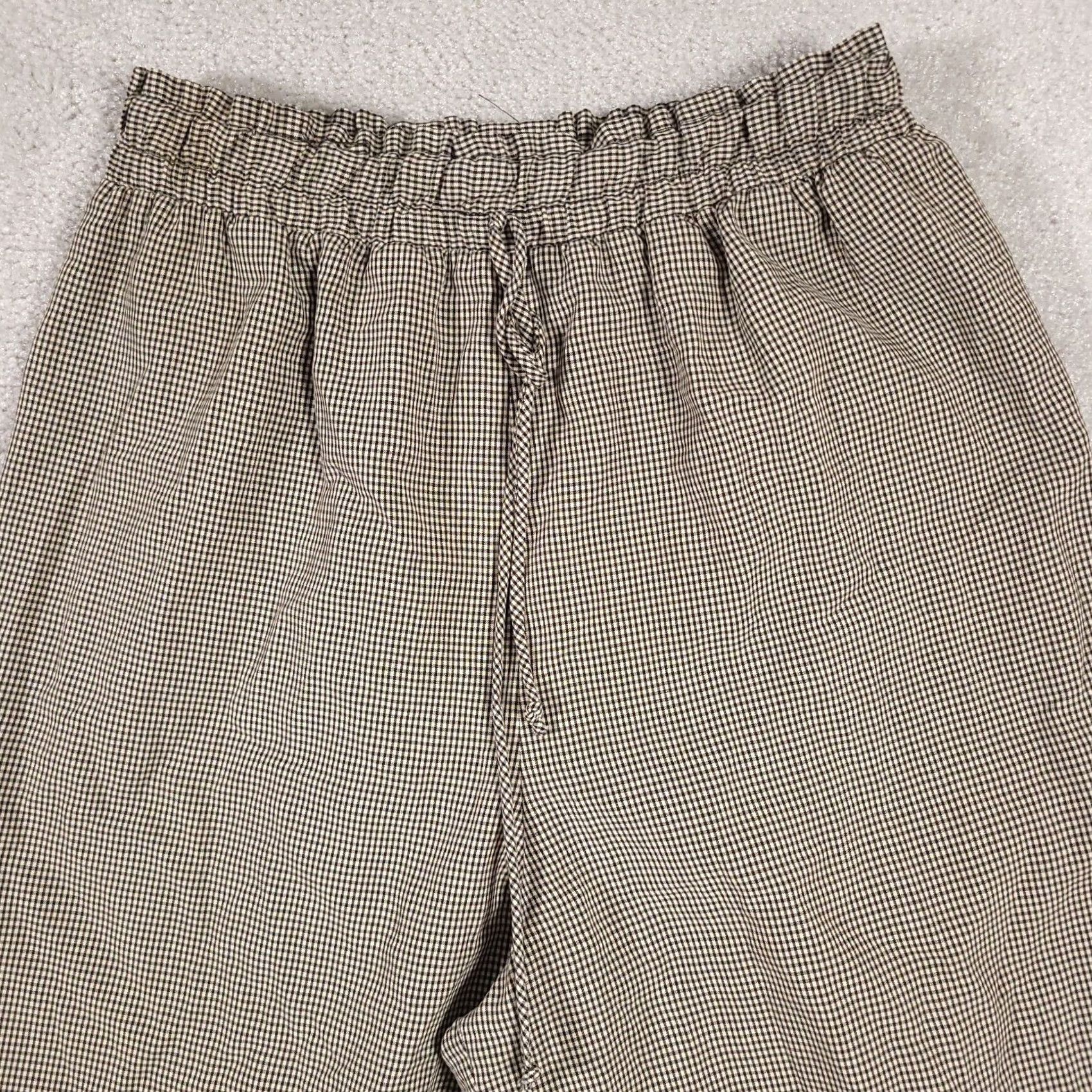 Vintage VINTAGE christy girl Pants Women's 10 Black Tan Check Pull On Wide-Leg Crop USA Made Size 32" / US 10 / IT 46 - 3 Thumbnail