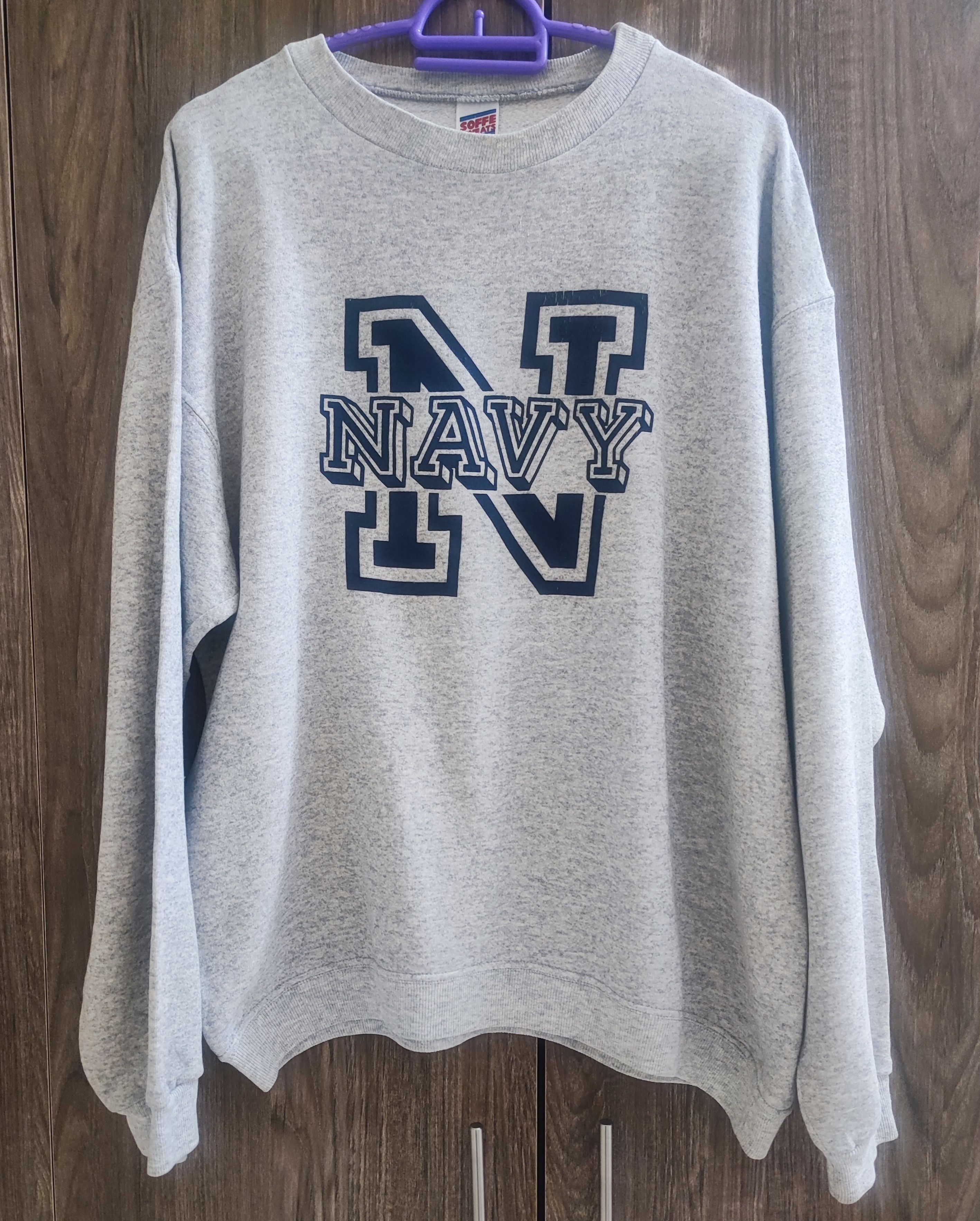 Vintage Vintage US Navy Boxy Sweatshirt Size US L / EU 52-54 / 3 - 1 Thumbnail