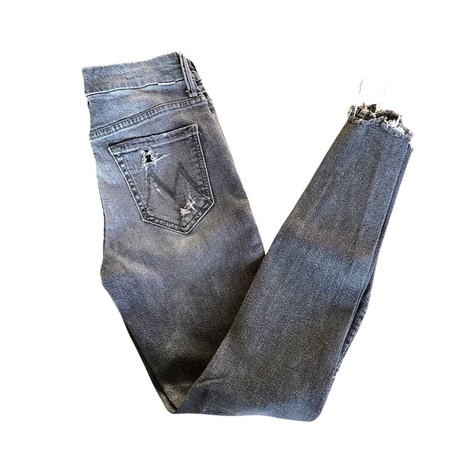 MOTHER MOTHER High Waisted Looker Ankle Chew Jeans - Size 24 Size 24" / US 00 / IT 34 - 4 Thumbnail