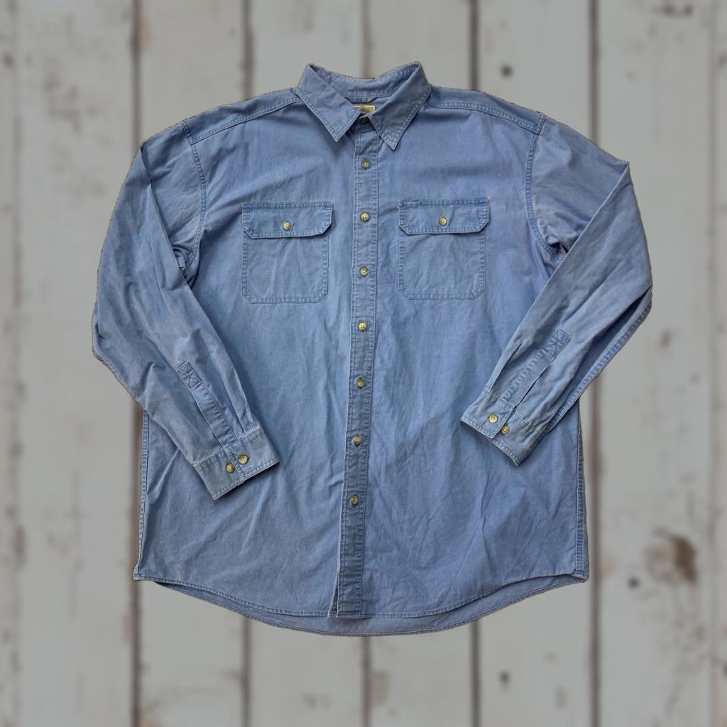 Vintage VINTAGE LL Bean Shirt XL Tall Men’s 90s Button-Up Green Cotton Knit Long Sleeve Casual Travel Workwear Size US XL / EU 56 / 4 - 1 Thumbnail