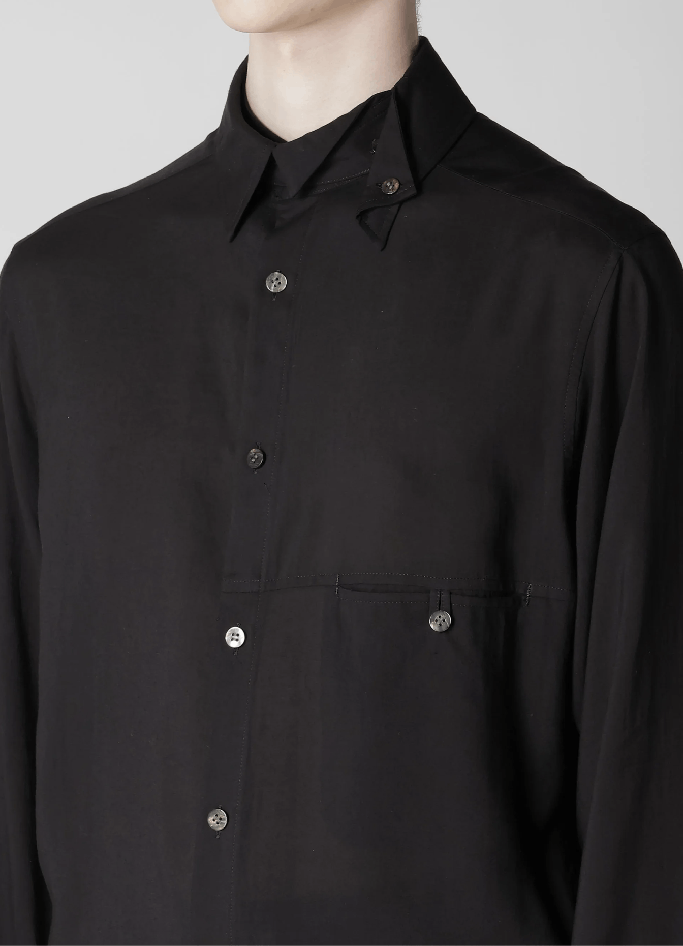 Yohji Yamamoto Yohji Yamamoto Pour Homme - CELLULOSE SPARE COLLAR BLOUSE Size US M / EU 48-50 / 2 - 5 Thumbnail