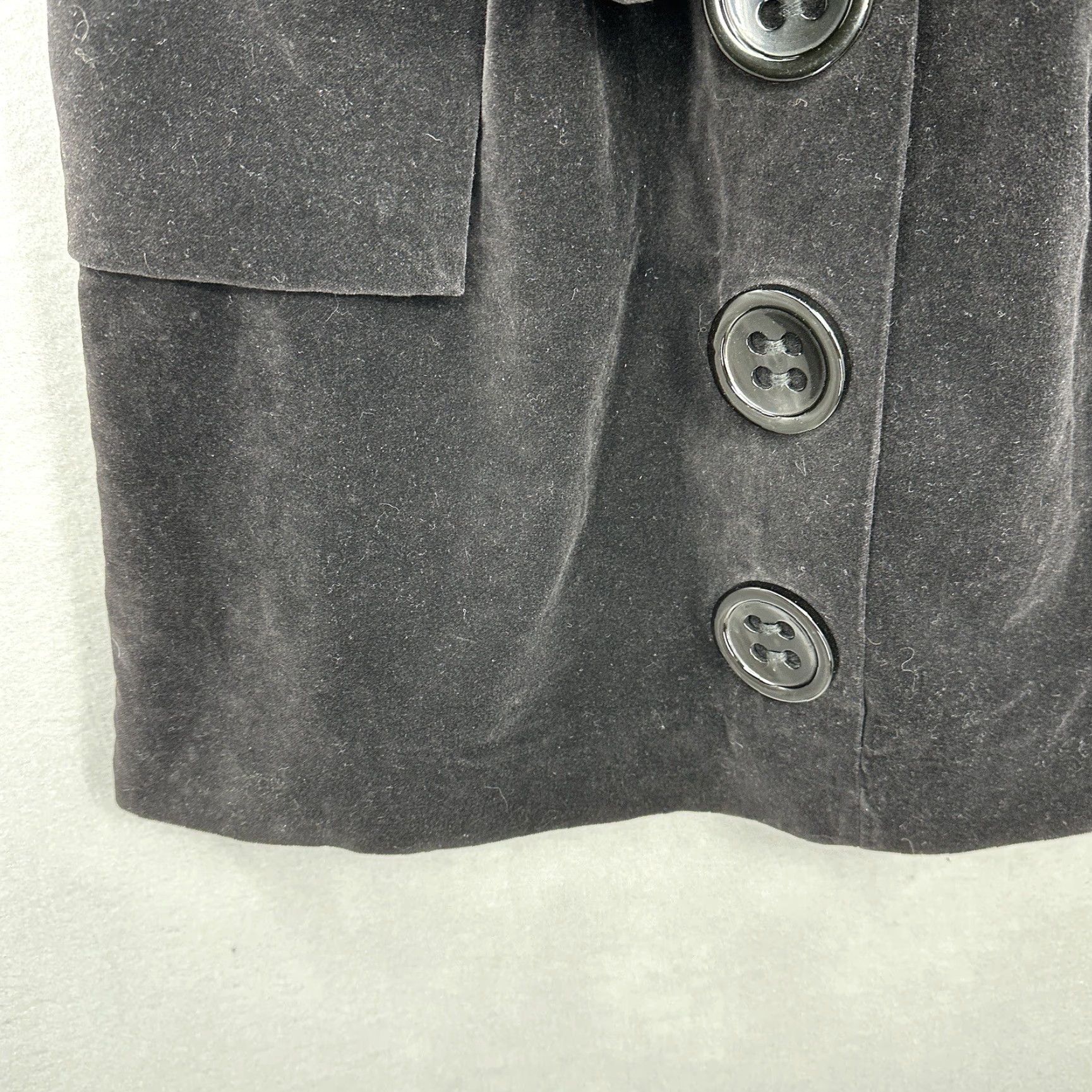 Velvet Elevenses Mini Skirt Women 0 Black Velvet Button Tie Waist Casual 90s Womens Size 25" / US 0 / IT 36 - 3 Thumbnail