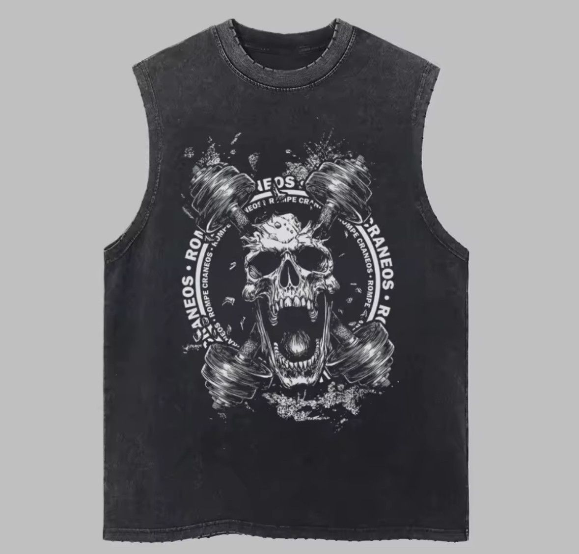 Japanese Brand Vintage Retro Skull Gym Sleeveless Vest Men Washed Tank Top Size US M / EU 48-50 / 2 - 1 Thumbnail