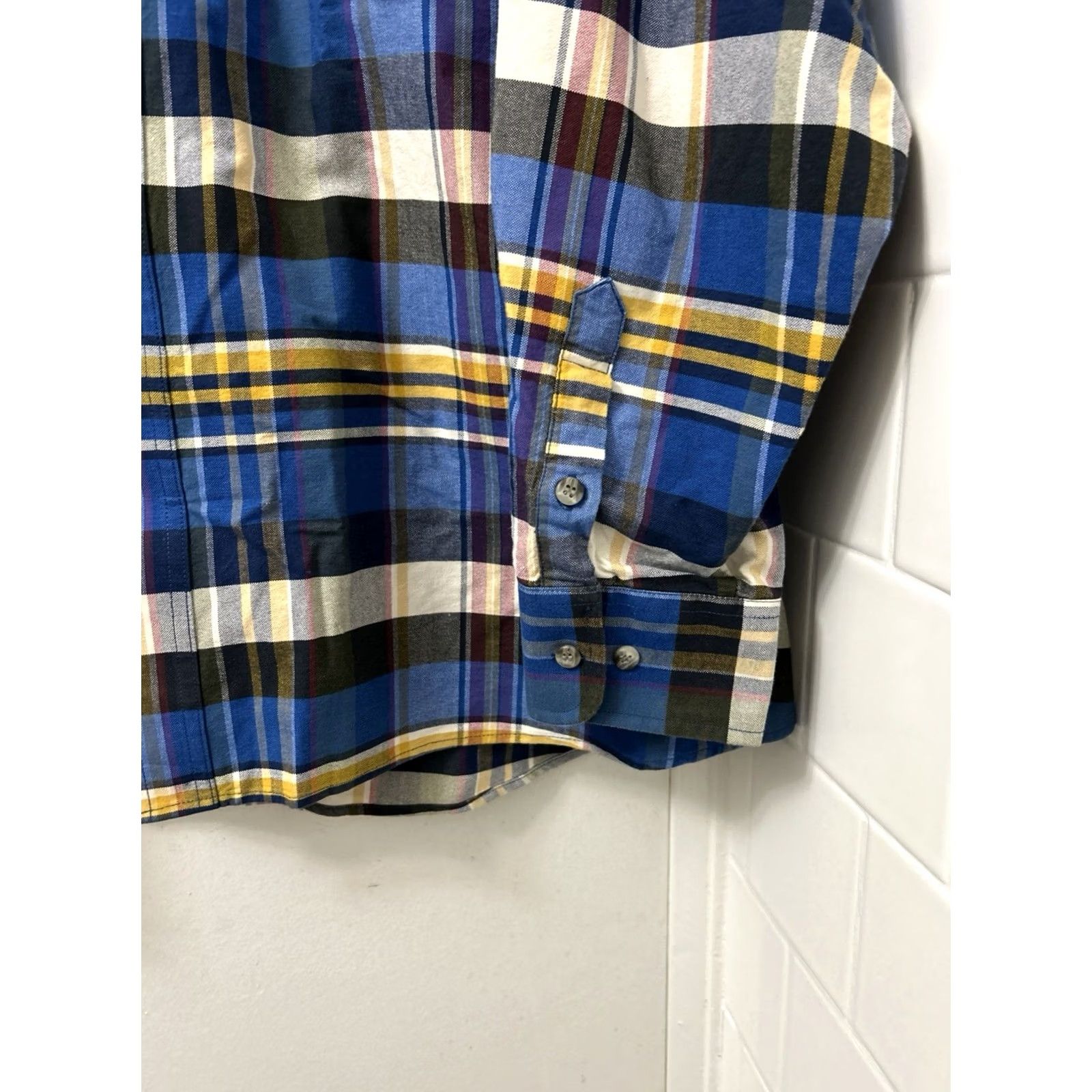 Wrangler VINTAGE Wrangler Western Shirt Mens 2XL Blue Yellow Oxford Plaid Button Down L/S Size US XXL / EU 58 / 5 - 6 Thumbnail