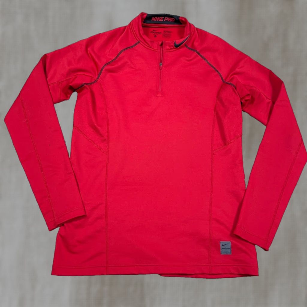 Nike Nike Pro Sweatshirt Men L Red Fitted Pullover 1/4 Zip Dri Fit Long Sleeve Logo Mock Neck Sweatshirt Mens Size US L / EU 52-54 / 3 - 1 Thumbnail